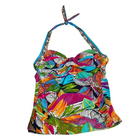 Women's Anne Cole Live in Color Twist Front Bandeau Tankini Halter Top Size XL - Picture 1 of 7